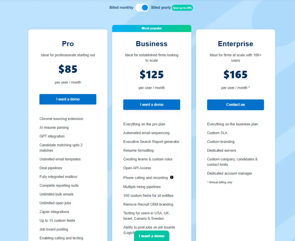 Recruit CRM pricing