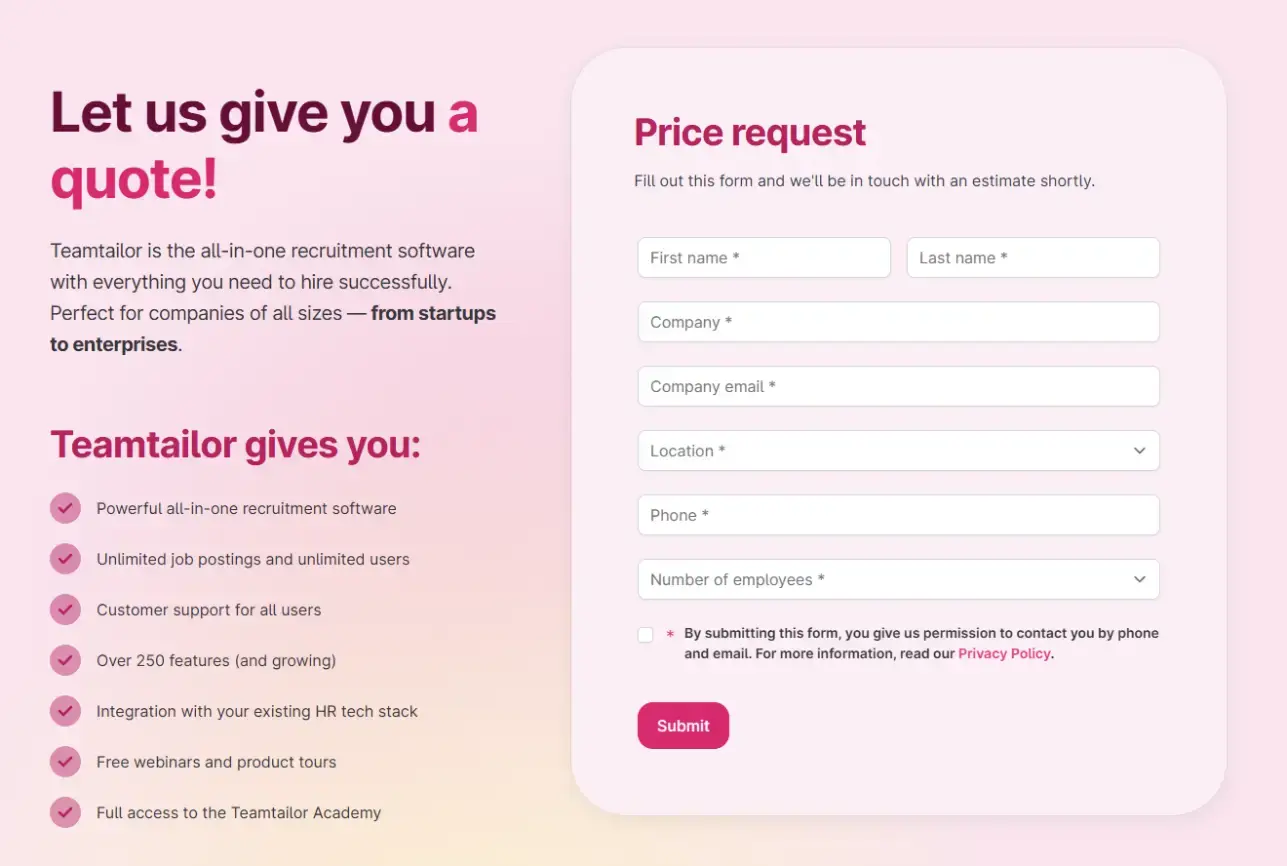 Teamtailor pricing