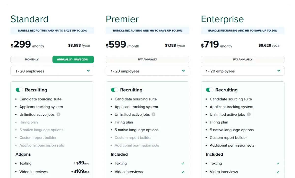 Workable pricing