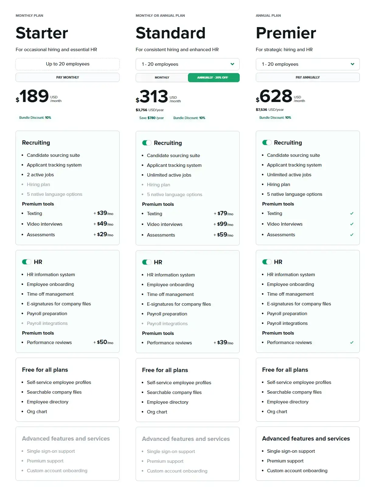 Workable pricing