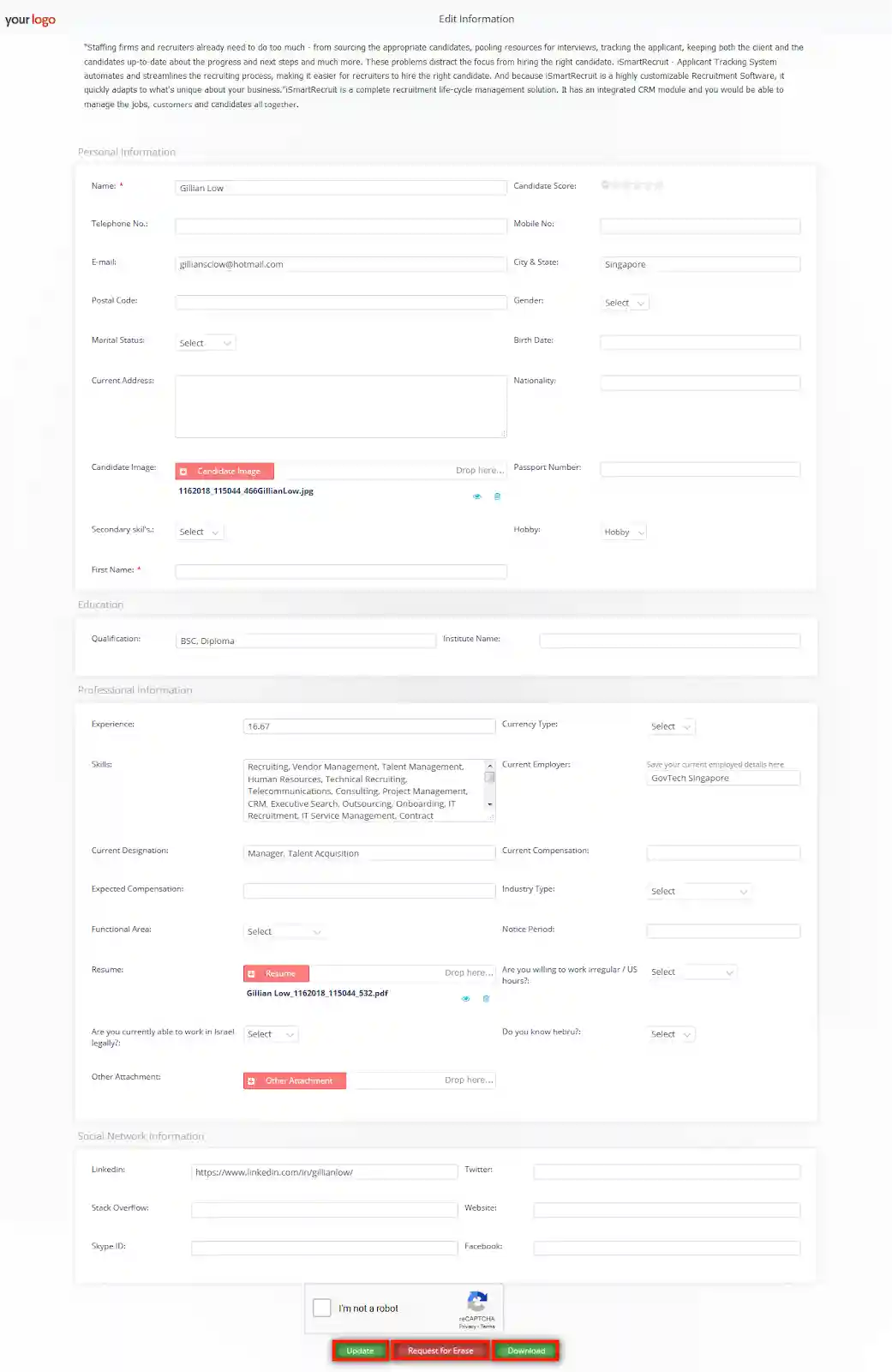 Candidate Access - iSmartRecruit