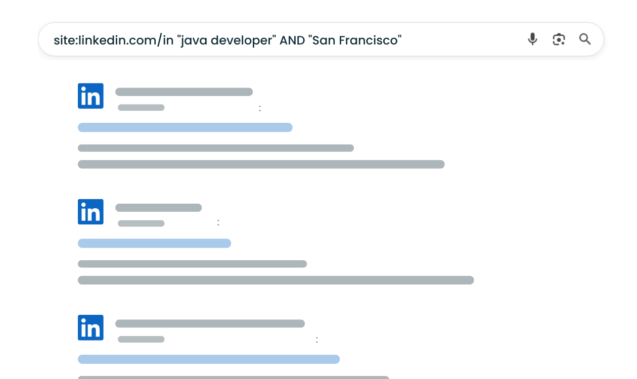 Google X-ray Boolean search for recruitment example