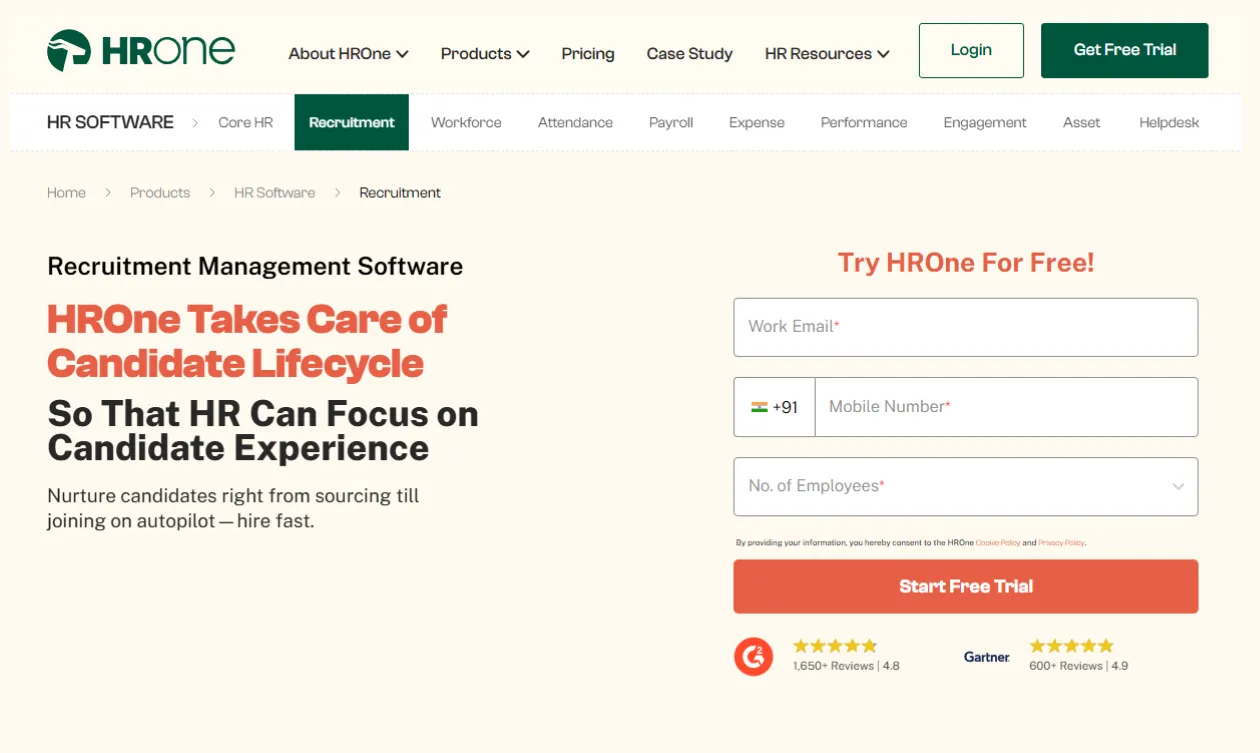 HROne Recruitment Management Software