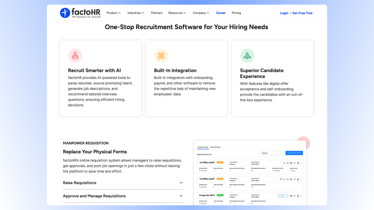 factoHR Recruitment Onboarding Softwar
