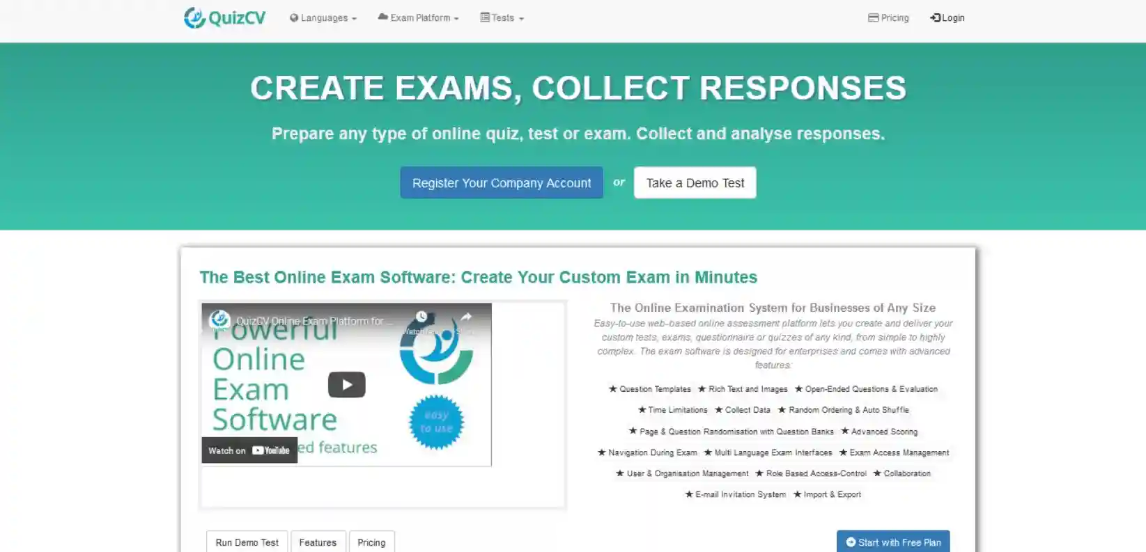 QuizCV - CREATE EXAMS, COLLECT RESPONSES